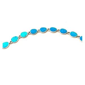 Sterling silver with blue opal stone bracelet
